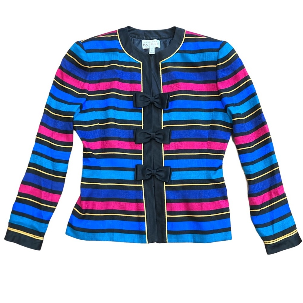 Vintage Adrianna papell Silk vibrant multicolred jacket size  6